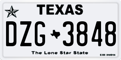 TX license plate DZG3848