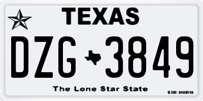 TX license plate DZG3849