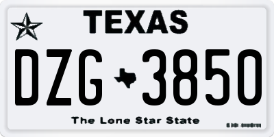 TX license plate DZG3850