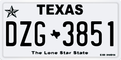 TX license plate DZG3851