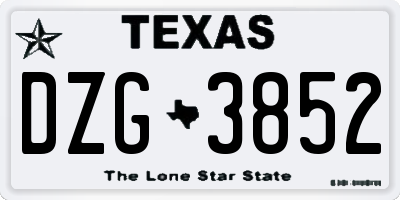 TX license plate DZG3852