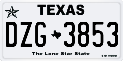 TX license plate DZG3853