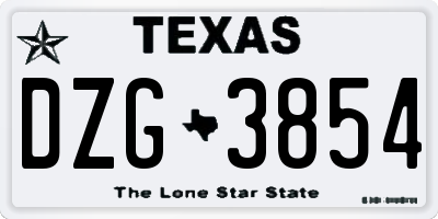 TX license plate DZG3854