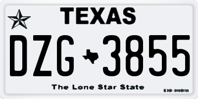 TX license plate DZG3855