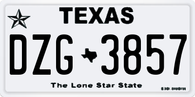 TX license plate DZG3857