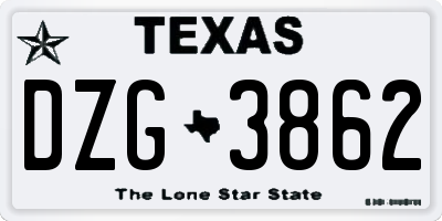 TX license plate DZG3862