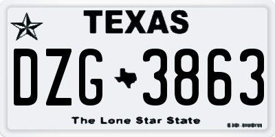 TX license plate DZG3863