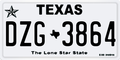TX license plate DZG3864