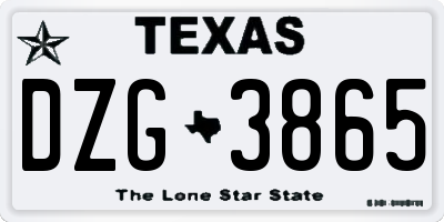 TX license plate DZG3865