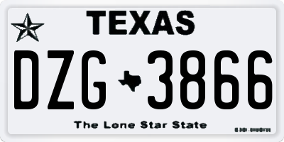 TX license plate DZG3866