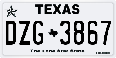 TX license plate DZG3867
