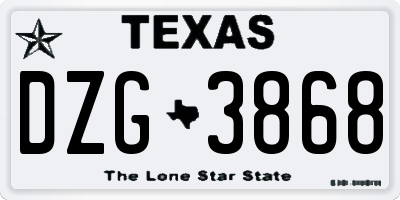 TX license plate DZG3868