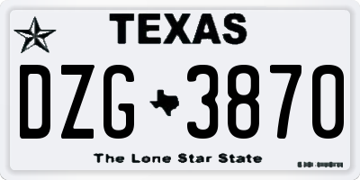 TX license plate DZG3870