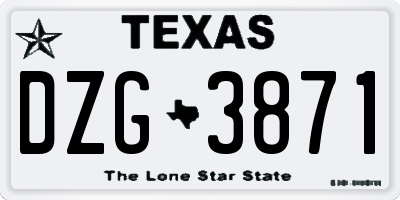 TX license plate DZG3871