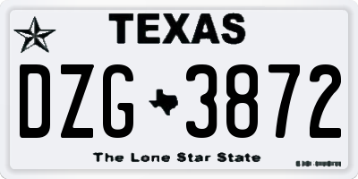 TX license plate DZG3872
