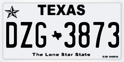TX license plate DZG3873