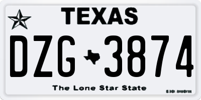 TX license plate DZG3874