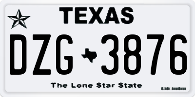 TX license plate DZG3876