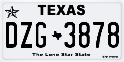 TX license plate DZG3878