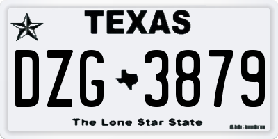 TX license plate DZG3879