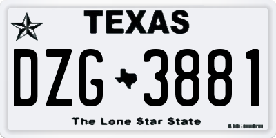 TX license plate DZG3881