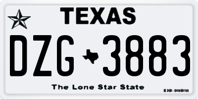 TX license plate DZG3883