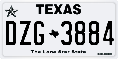 TX license plate DZG3884