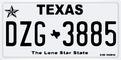 TX license plate DZG3885