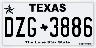 TX license plate DZG3886