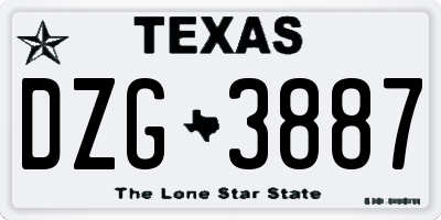 TX license plate DZG3887