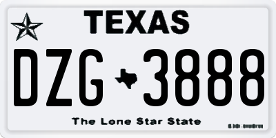 TX license plate DZG3888