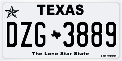 TX license plate DZG3889