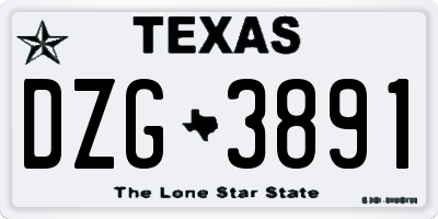 TX license plate DZG3891
