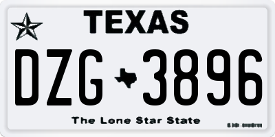 TX license plate DZG3896