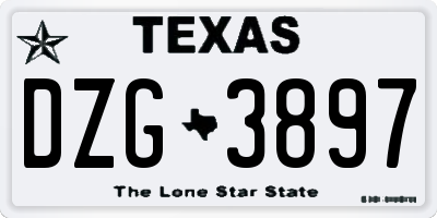 TX license plate DZG3897