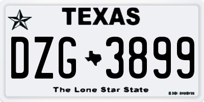 TX license plate DZG3899