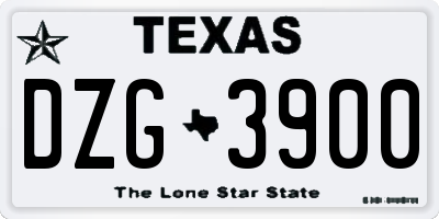 TX license plate DZG3900