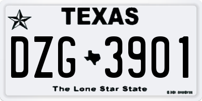 TX license plate DZG3901