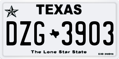 TX license plate DZG3903