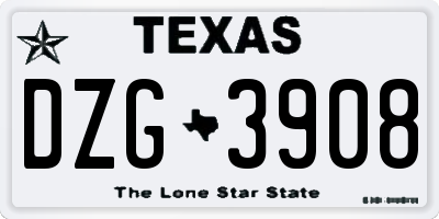 TX license plate DZG3908