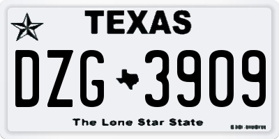 TX license plate DZG3909