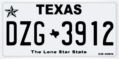 TX license plate DZG3912