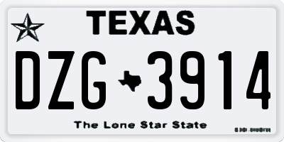 TX license plate DZG3914