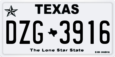 TX license plate DZG3916