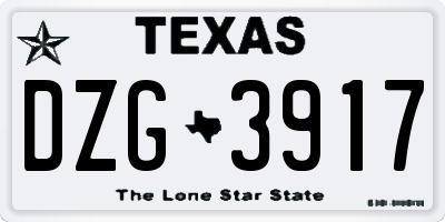 TX license plate DZG3917