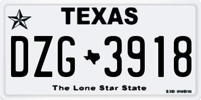 TX license plate DZG3918