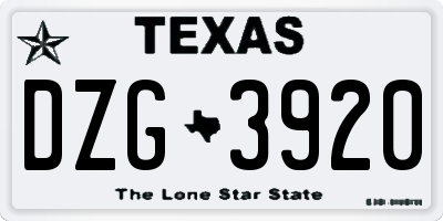TX license plate DZG3920
