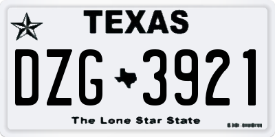 TX license plate DZG3921
