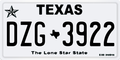 TX license plate DZG3922