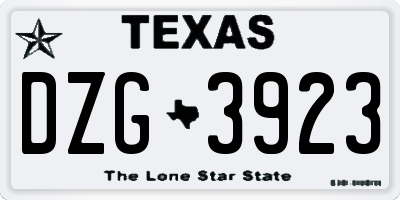 TX license plate DZG3923
